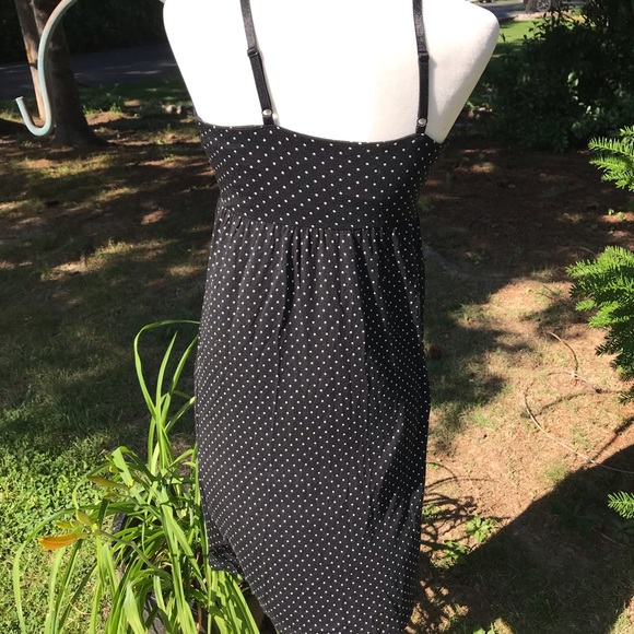 Motherhood Sz S Maternity Dress Black with White Polkadots Spaghetti Straps Lace - Picture 5 of 5